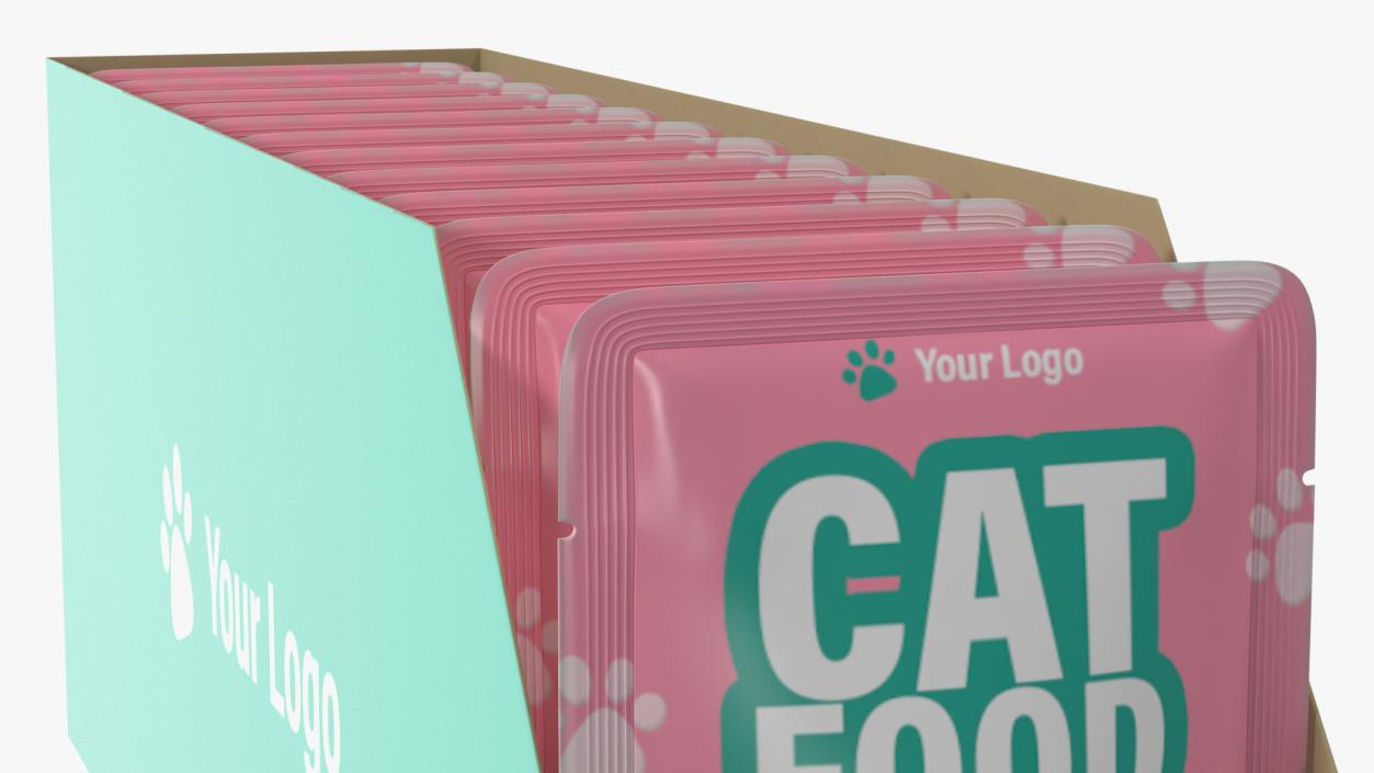 Wet Cat Food Pouch Box Mockup 3D model