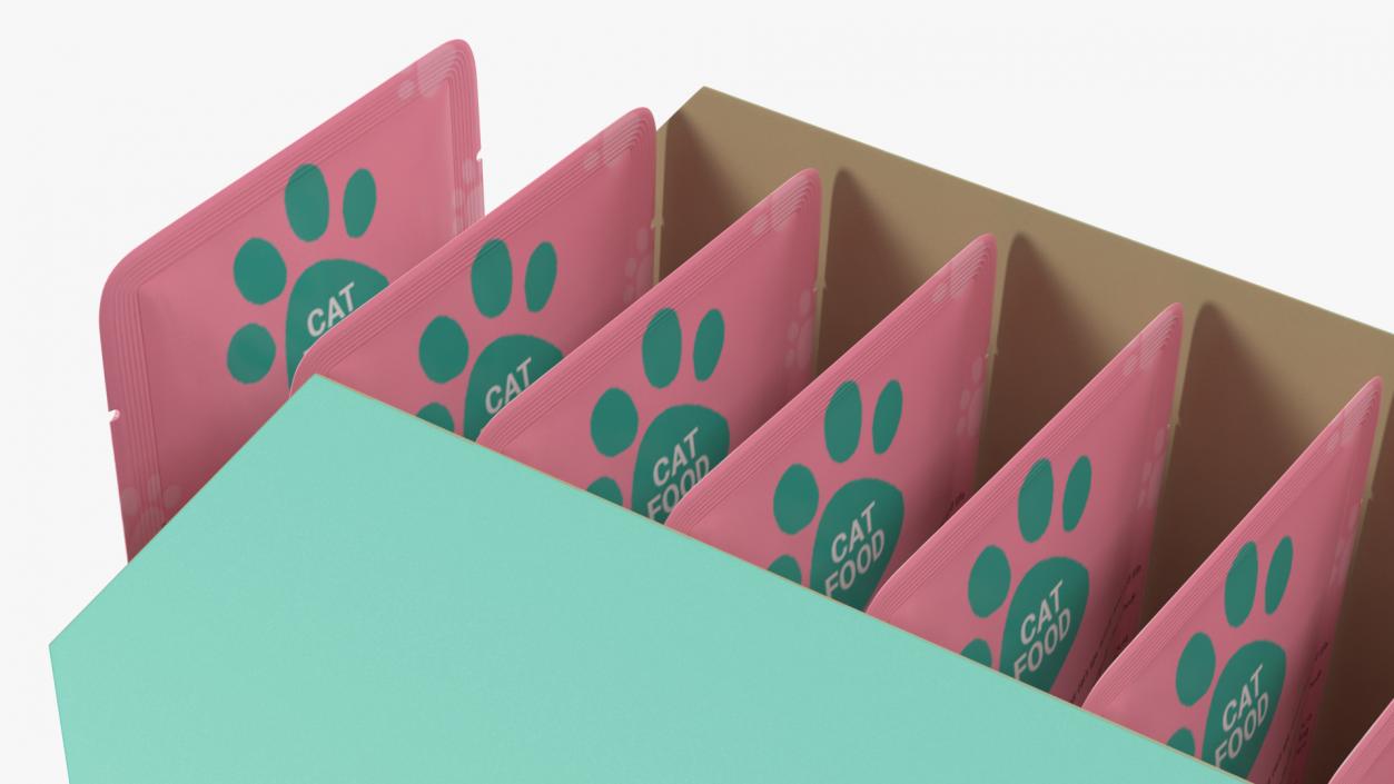 Wet Cat Food Pouch Box Mockup 3D model