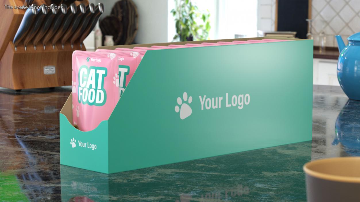 Wet Cat Food Pouch Box Mockup 3D model