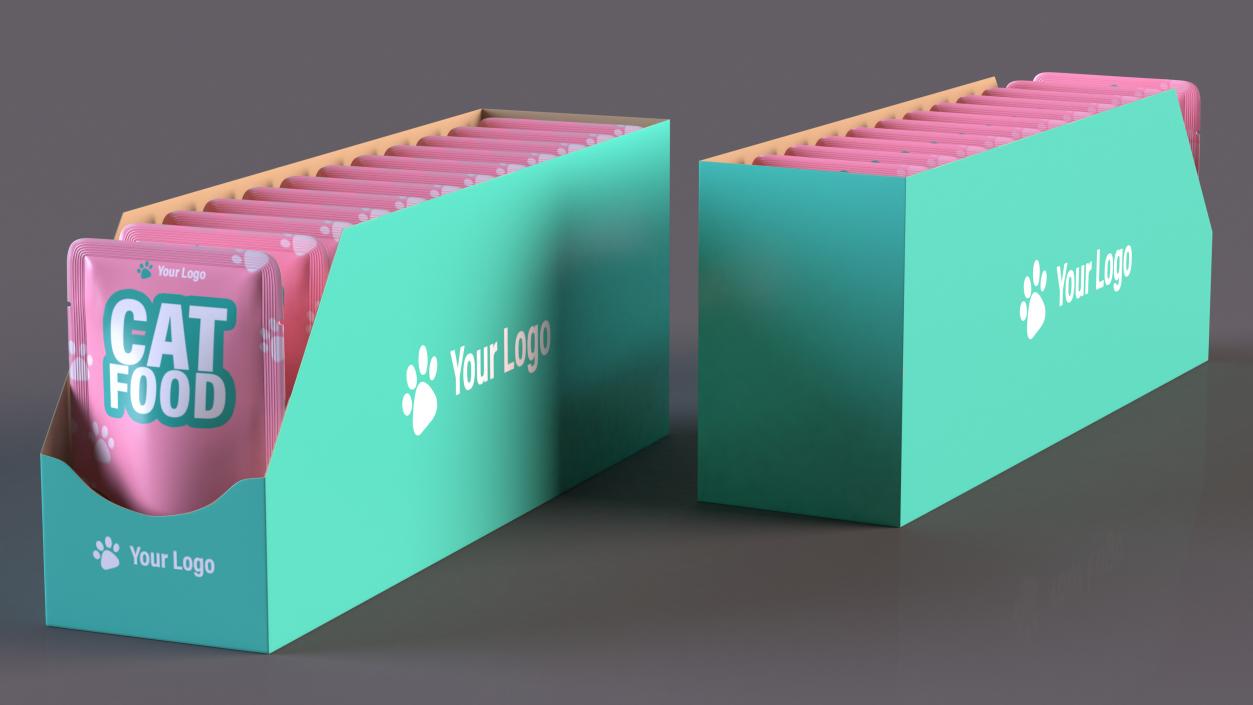 Wet Cat Food Pouch Box Mockup 3D model