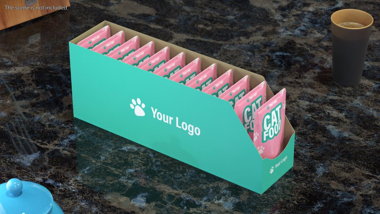 Wet Cat Food Pouch Box Mockup 3D model