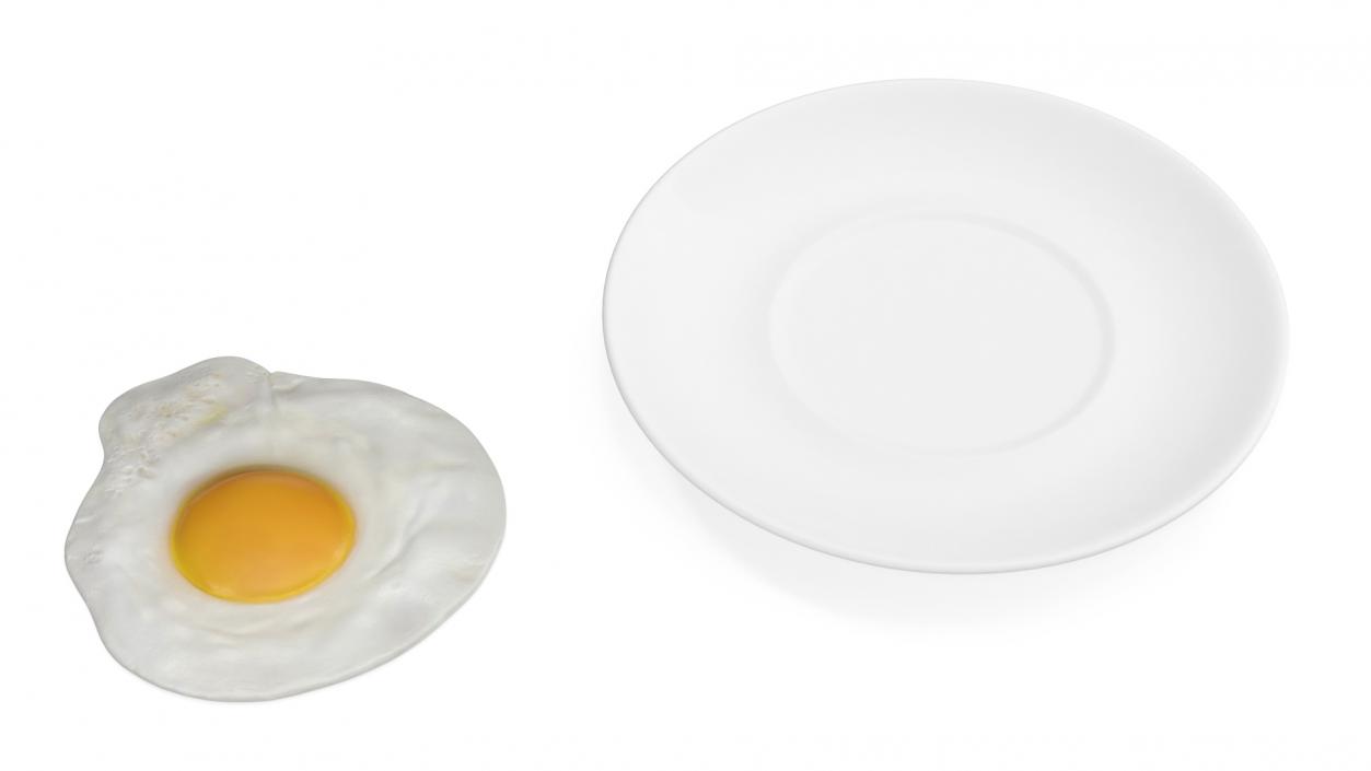 3D Fast Food Tray with Nuggets and Fried Egg