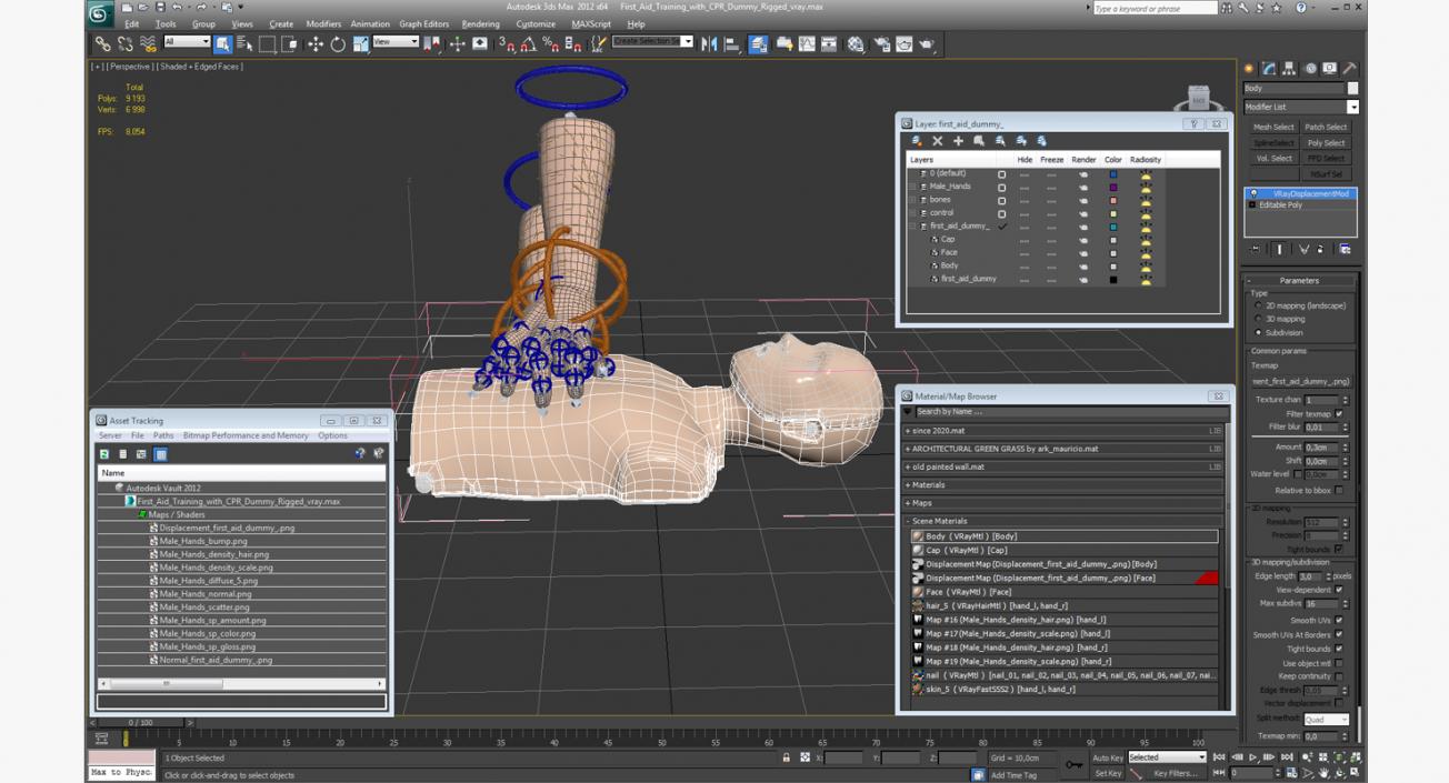 3D model First Aid Training with CPR Dummy Rigged