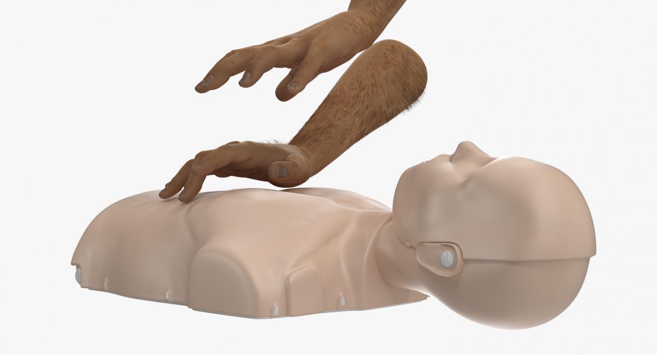 3D model First Aid Training with CPR Dummy Rigged