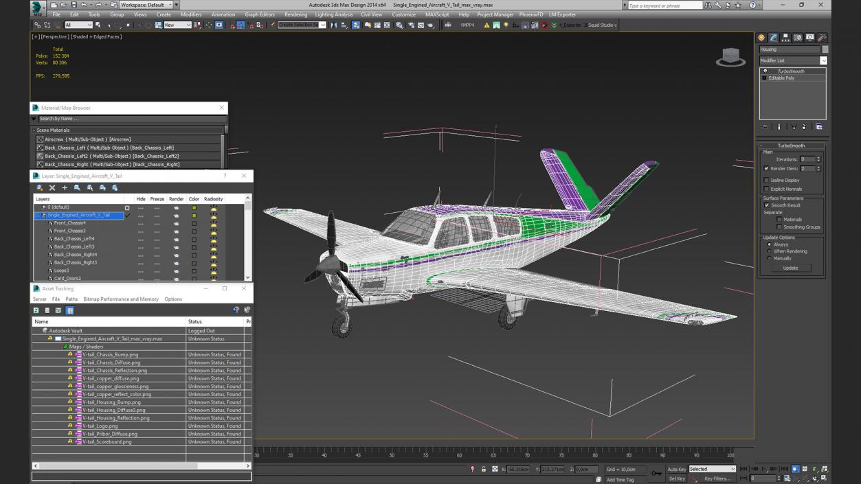 3D model Single Engined Aircraft V Tail