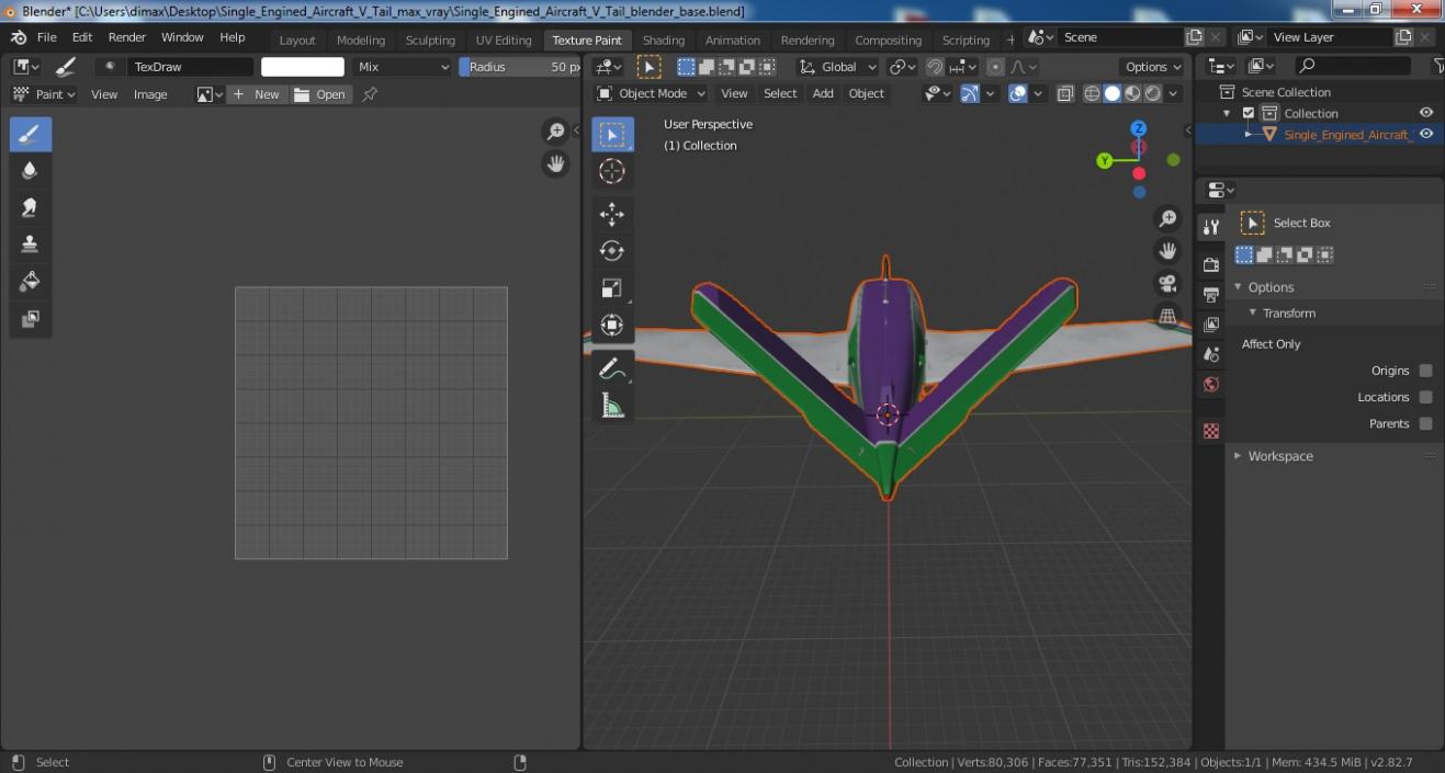 3D model Single Engined Aircraft V Tail