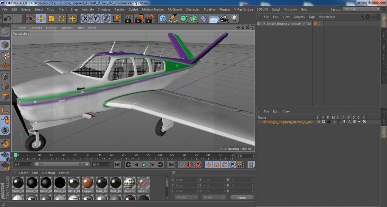 3D model Single Engined Aircraft V Tail