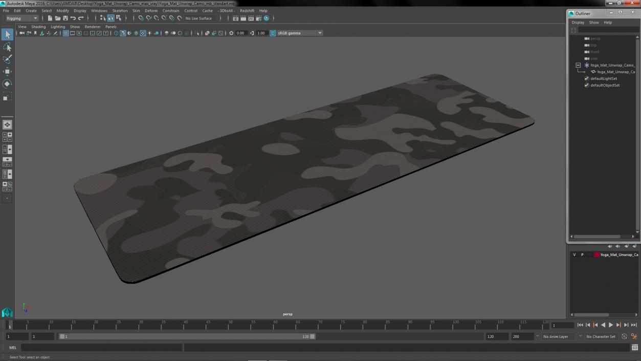 3D model Yoga Mat Unwrap Camo