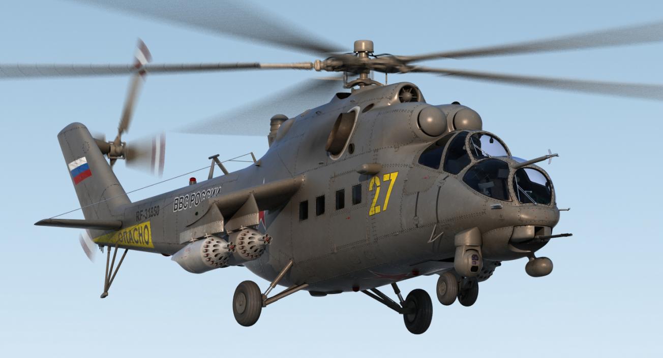 3D Russian Large Helicopter Gunship Mi 35M 2