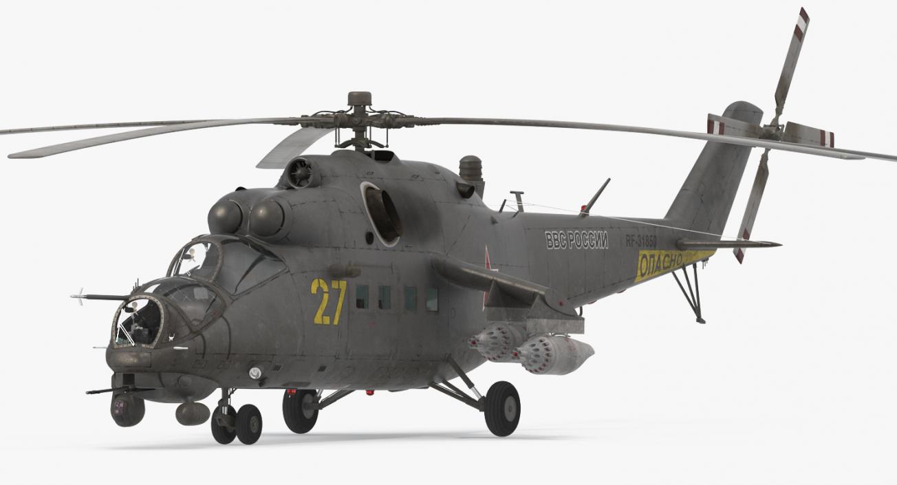 3D Russian Large Helicopter Gunship Mi 35M 2