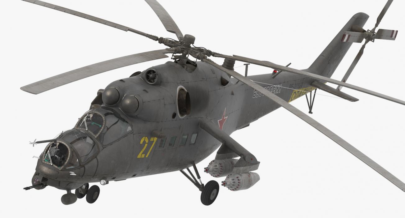 3D Russian Large Helicopter Gunship Mi 35M 2