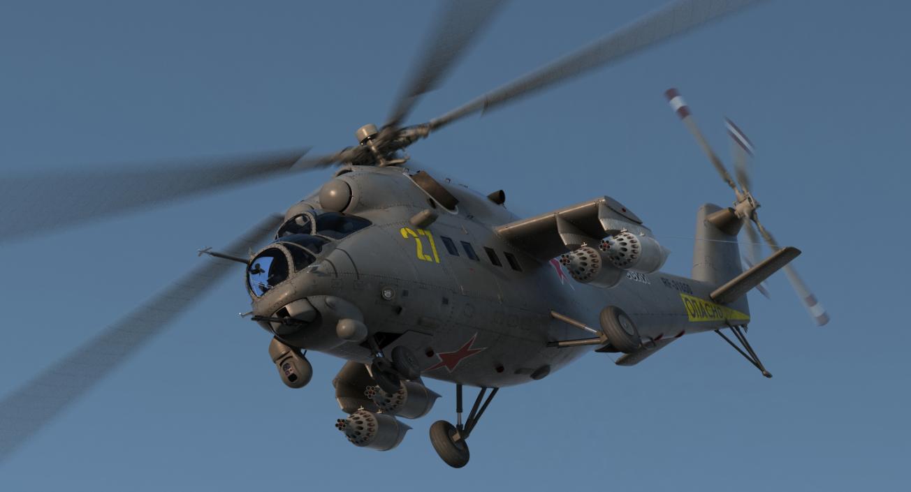 3D Russian Large Helicopter Gunship Mi 35M 2