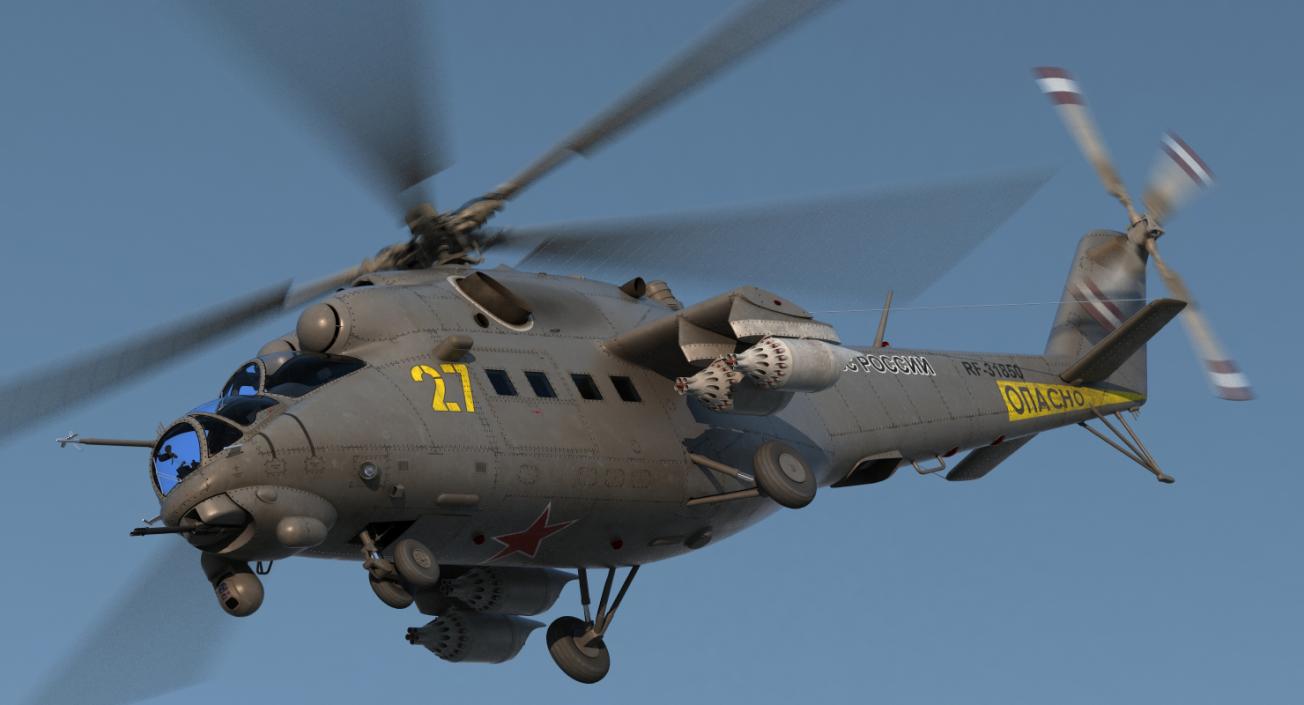 3D Russian Large Helicopter Gunship Mi 35M 2