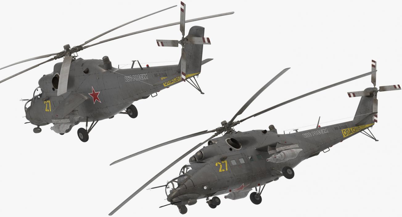 3D Russian Large Helicopter Gunship Mi 35M 2