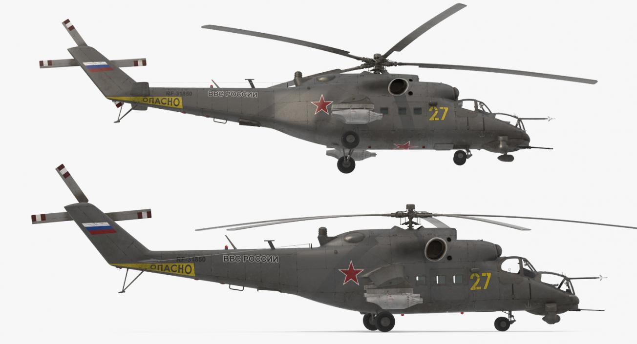 3D Russian Large Helicopter Gunship Mi 35M 2