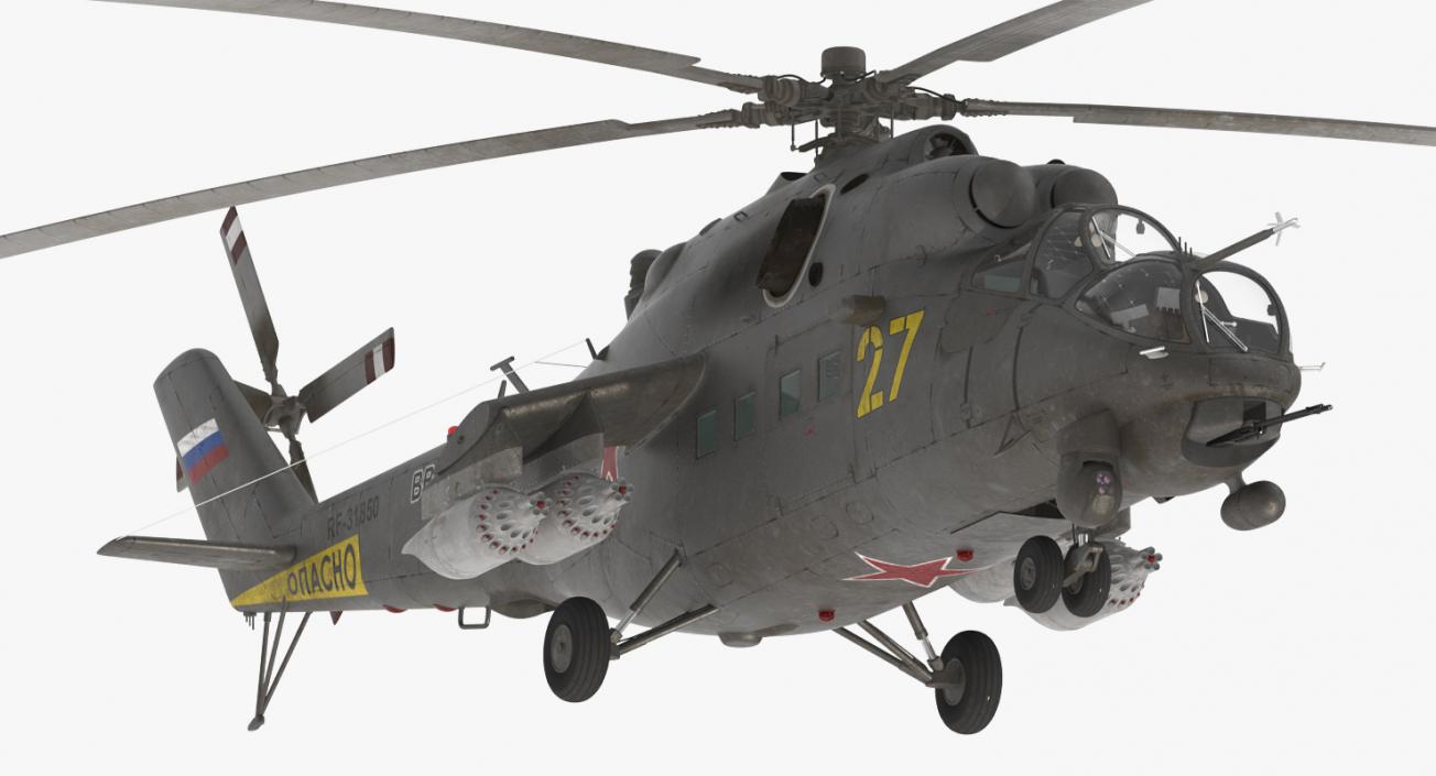 3D Russian Large Helicopter Gunship Mi 35M 2