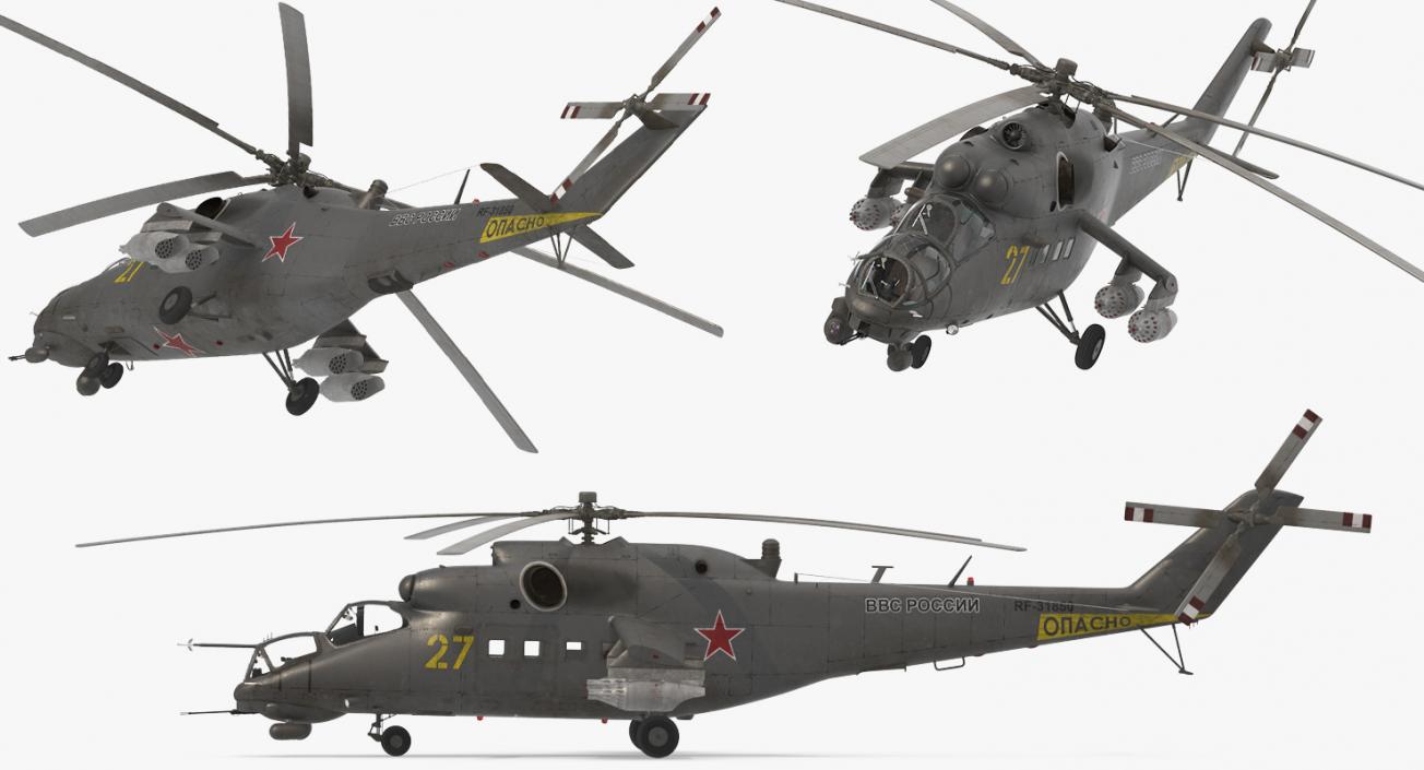 3D Russian Large Helicopter Gunship Mi 35M 2