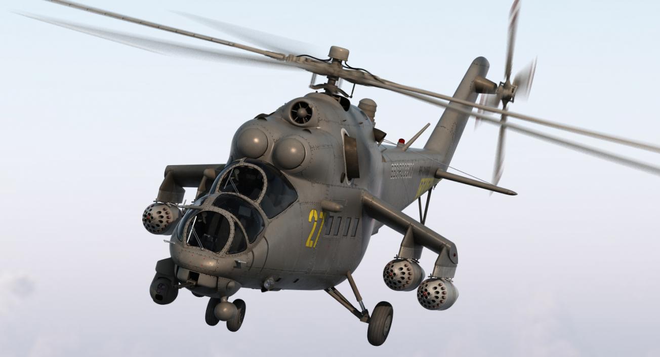 3D Russian Large Helicopter Gunship Mi 35M 2