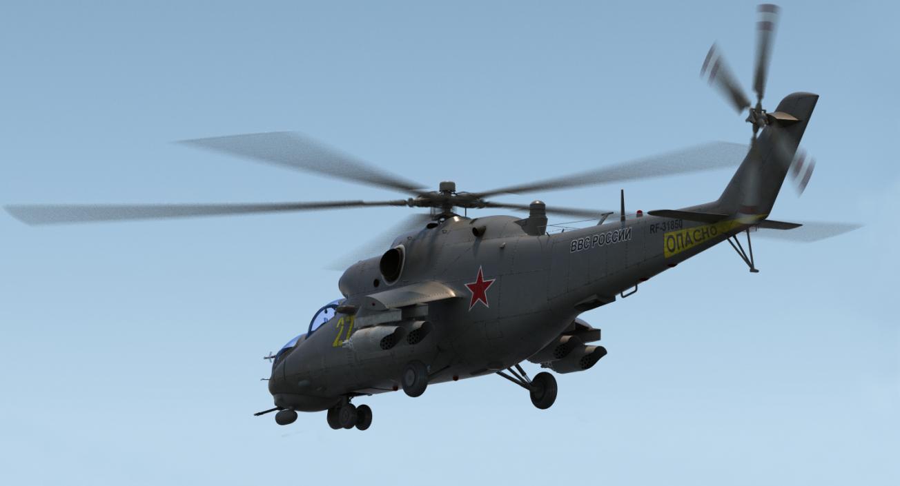 3D Russian Large Helicopter Gunship Mi 35M 2