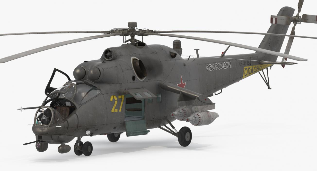 3D Russian Large Helicopter Gunship Mi 35M 2