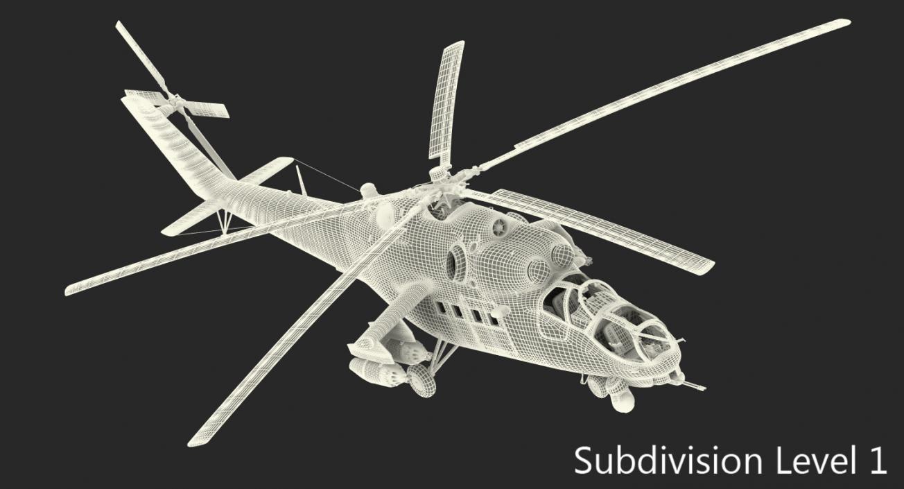 3D Russian Large Helicopter Gunship Mi 35M 2