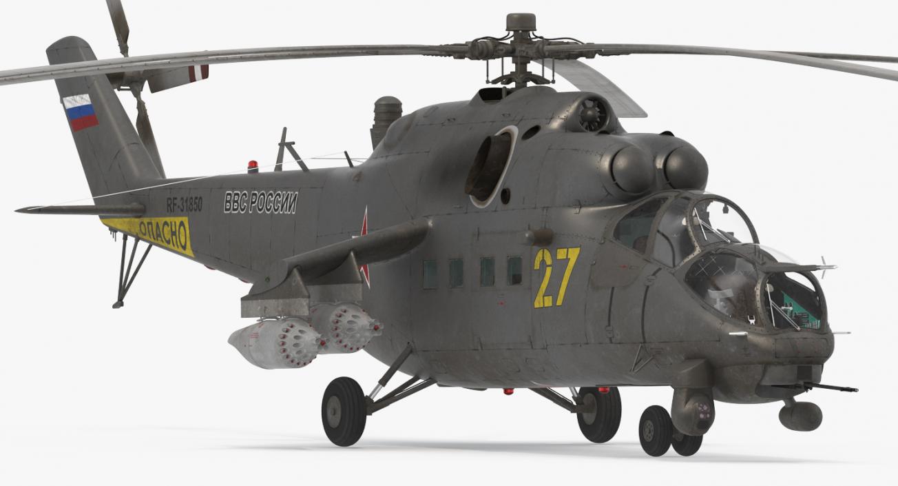 3D Russian Large Helicopter Gunship Mi 35M 2