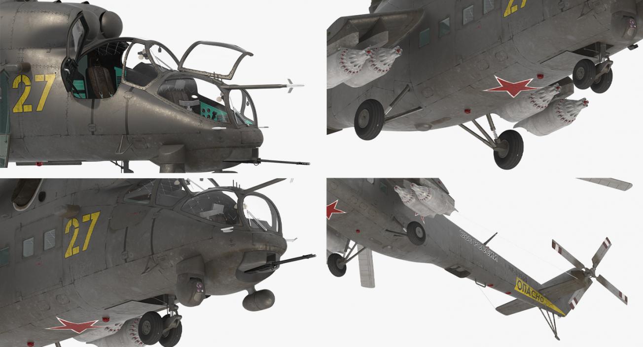 3D Russian Large Helicopter Gunship Mi 35M 2