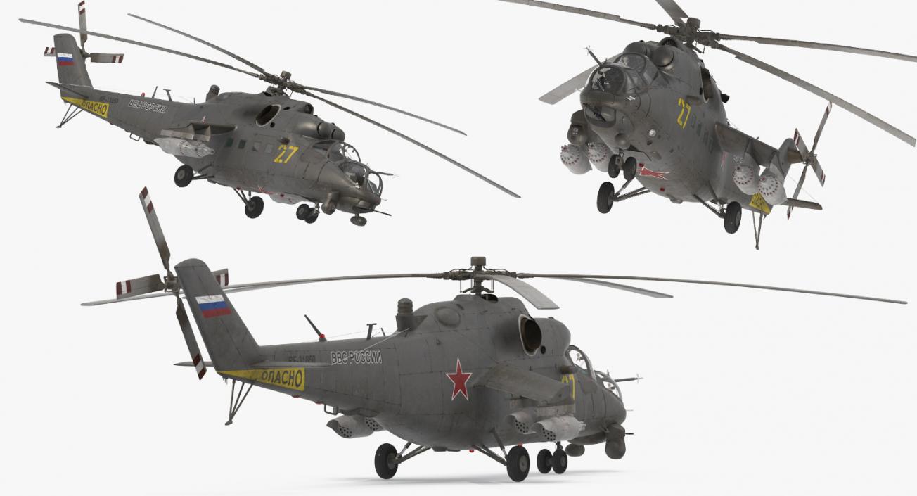 3D Russian Large Helicopter Gunship Mi 35M 2