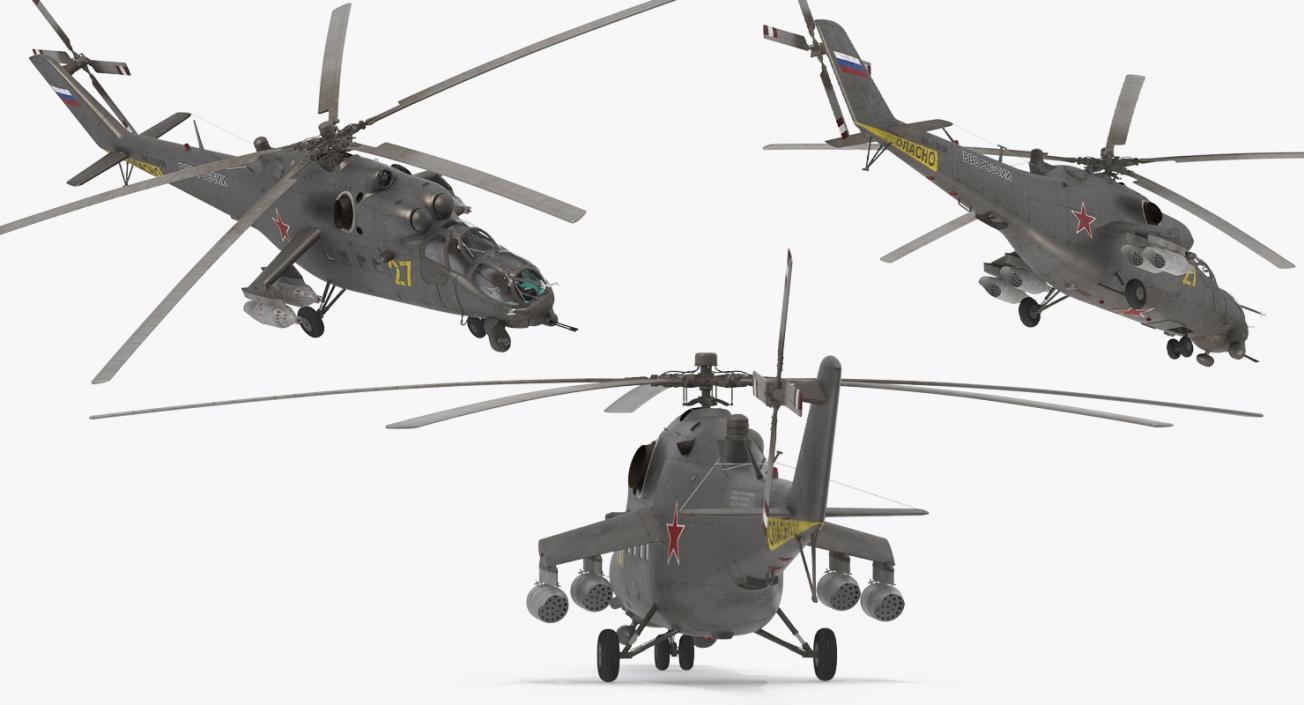 3D Russian Large Helicopter Gunship Mi 35M 2