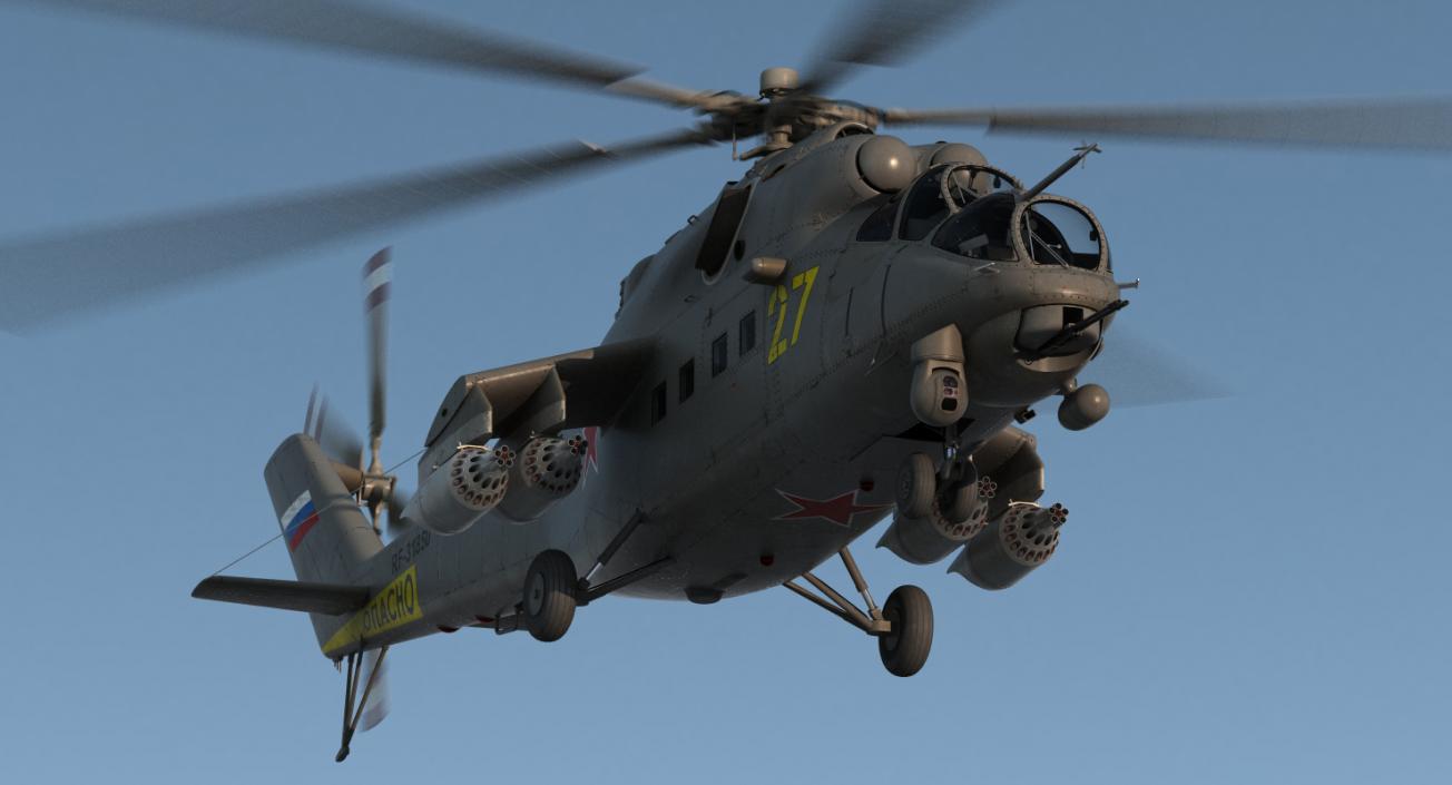 3D Russian Large Helicopter Gunship Mi 35M 2