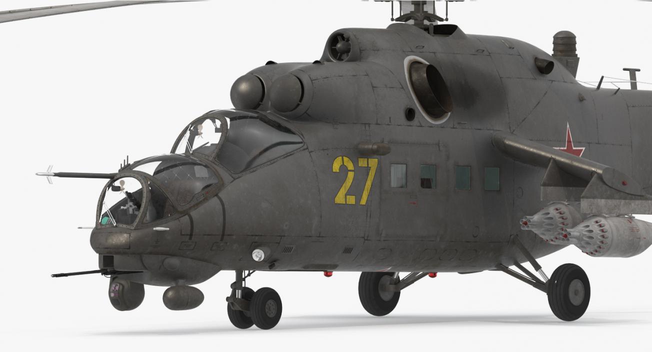 3D Russian Large Helicopter Gunship Mi 35M 2