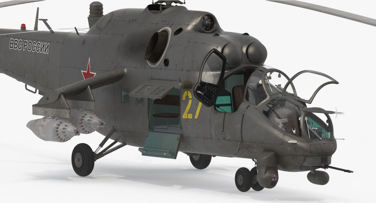 3D Russian Large Helicopter Gunship Mi 35M 2