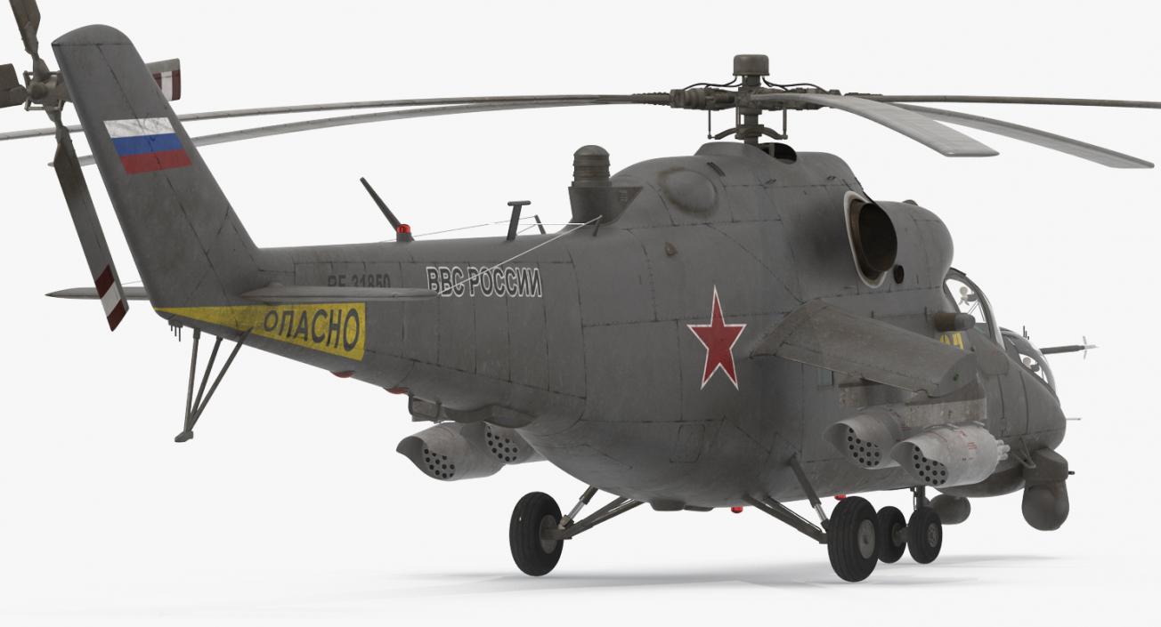 3D Russian Large Helicopter Gunship Mi 35M 2