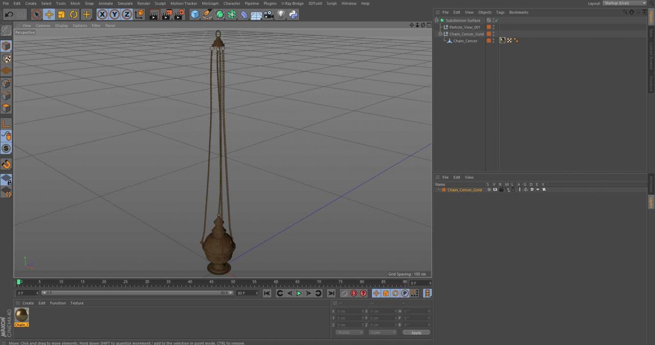 Chain Censer Gold 3D