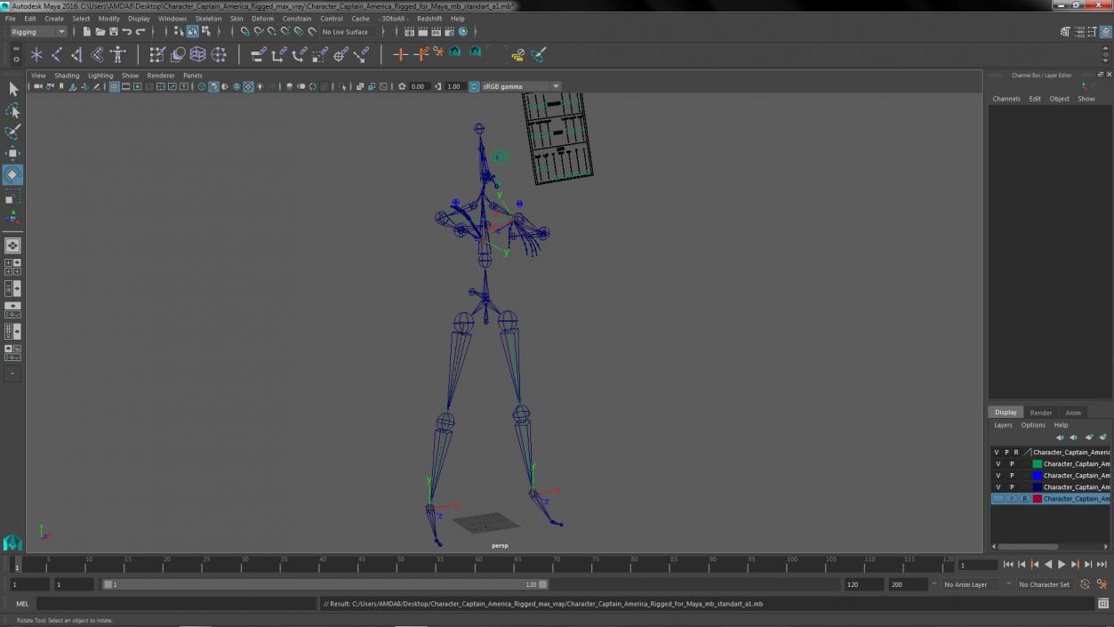 3D Character Captain America Rigged for Maya