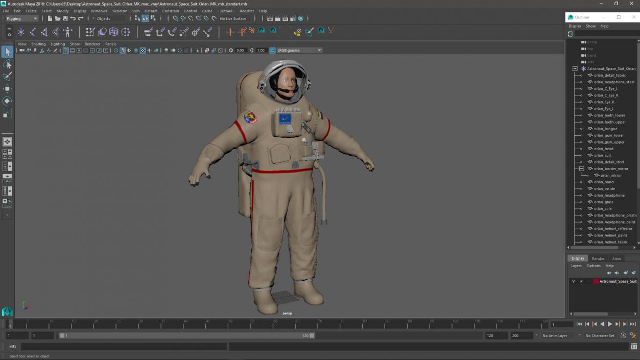 Astronaut Space Suit Orlan MK 3D model