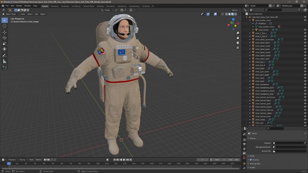 Astronaut Space Suit Orlan MK 3D model