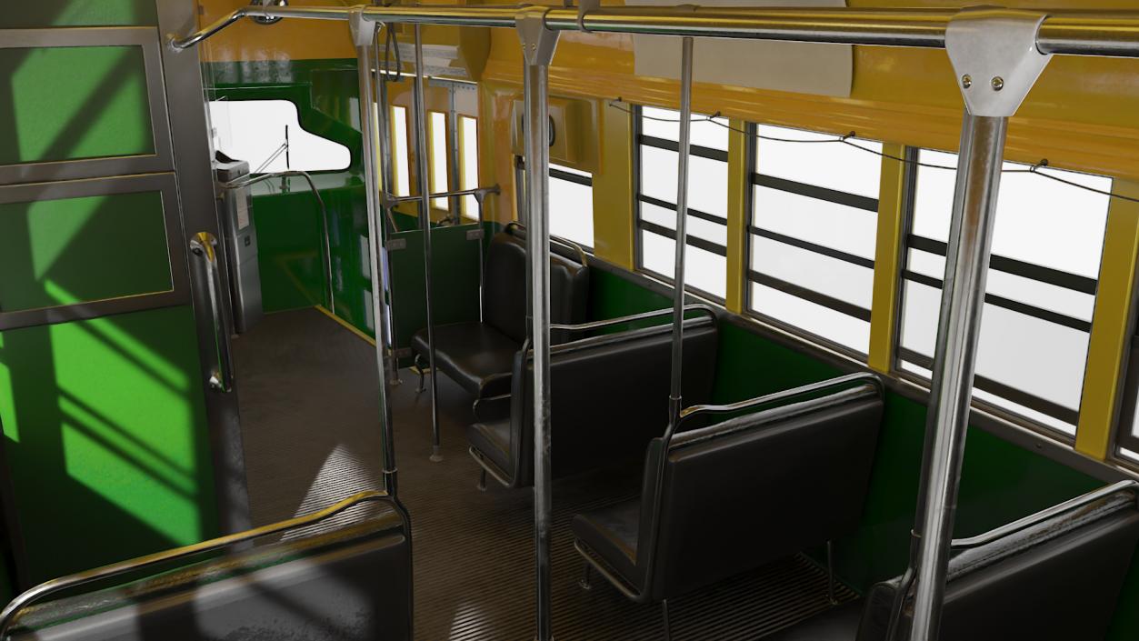 Antique Tram Yellow Blue 3D model