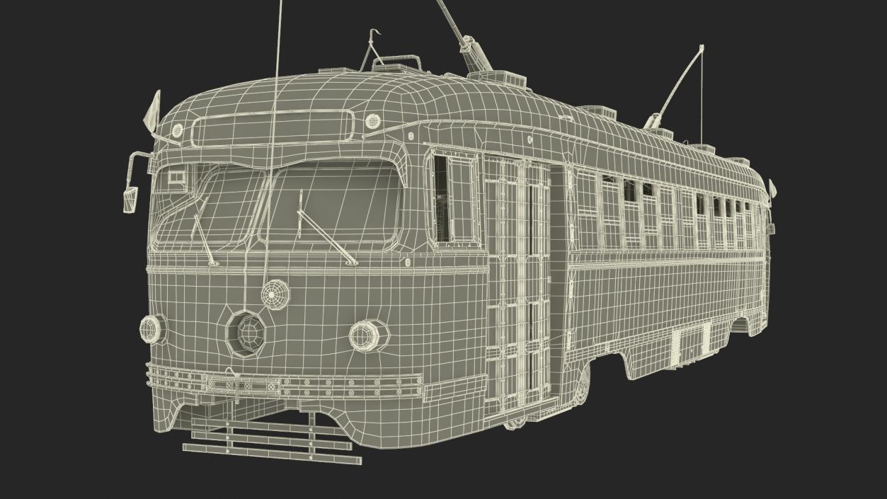 Antique Tram Yellow Blue 3D model