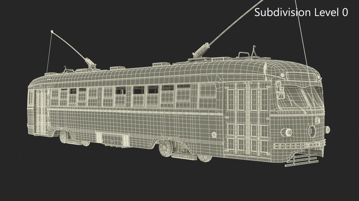 Antique Tram Yellow Blue 3D model