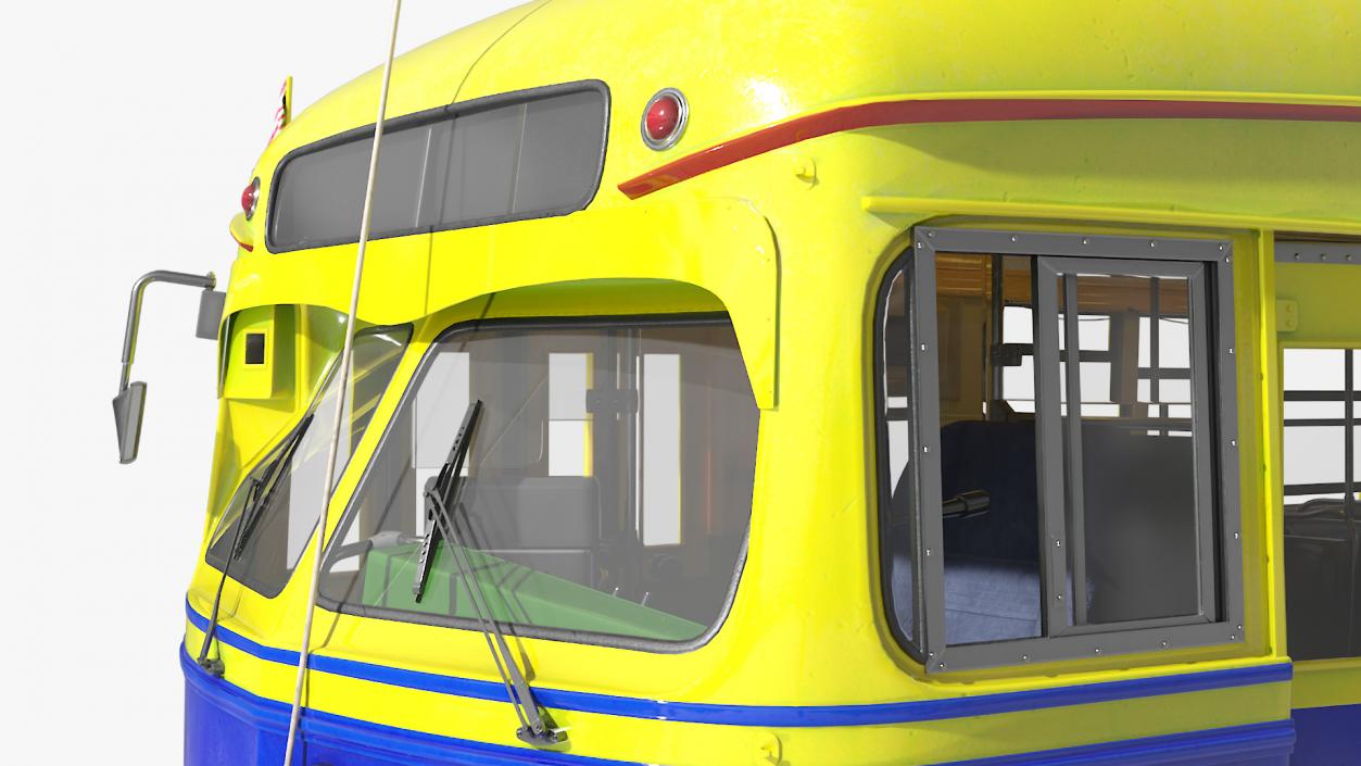 Antique Tram Yellow Blue 3D model