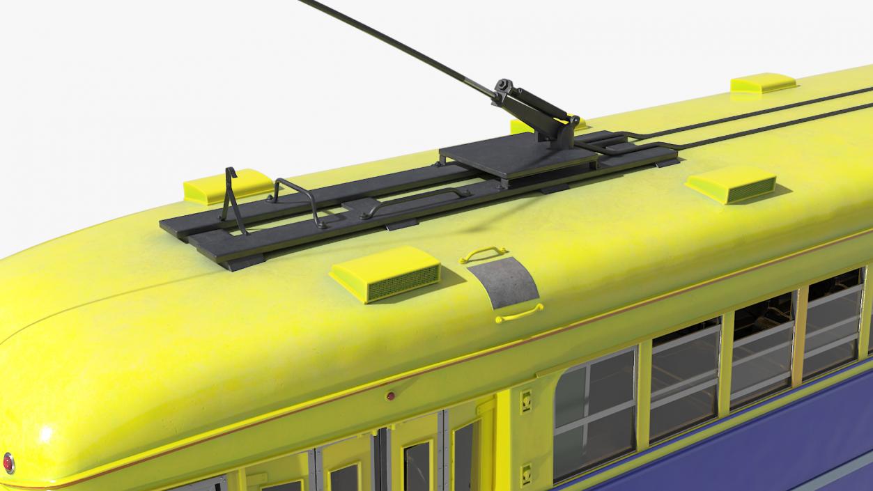 Antique Tram Yellow Blue 3D model