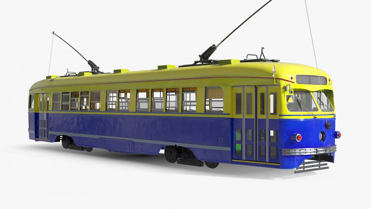 Antique Tram Yellow Blue 3D model