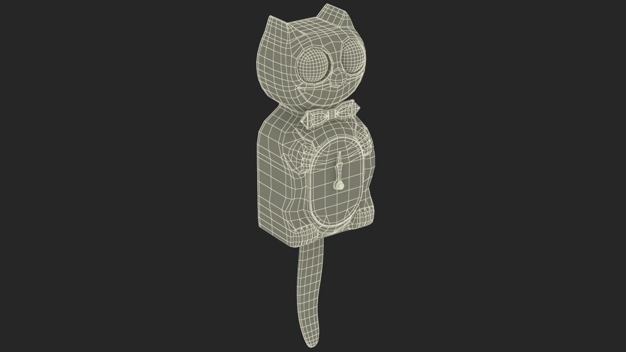 3D Vintage Wall Clock Blue Cat Rigged for Maya model