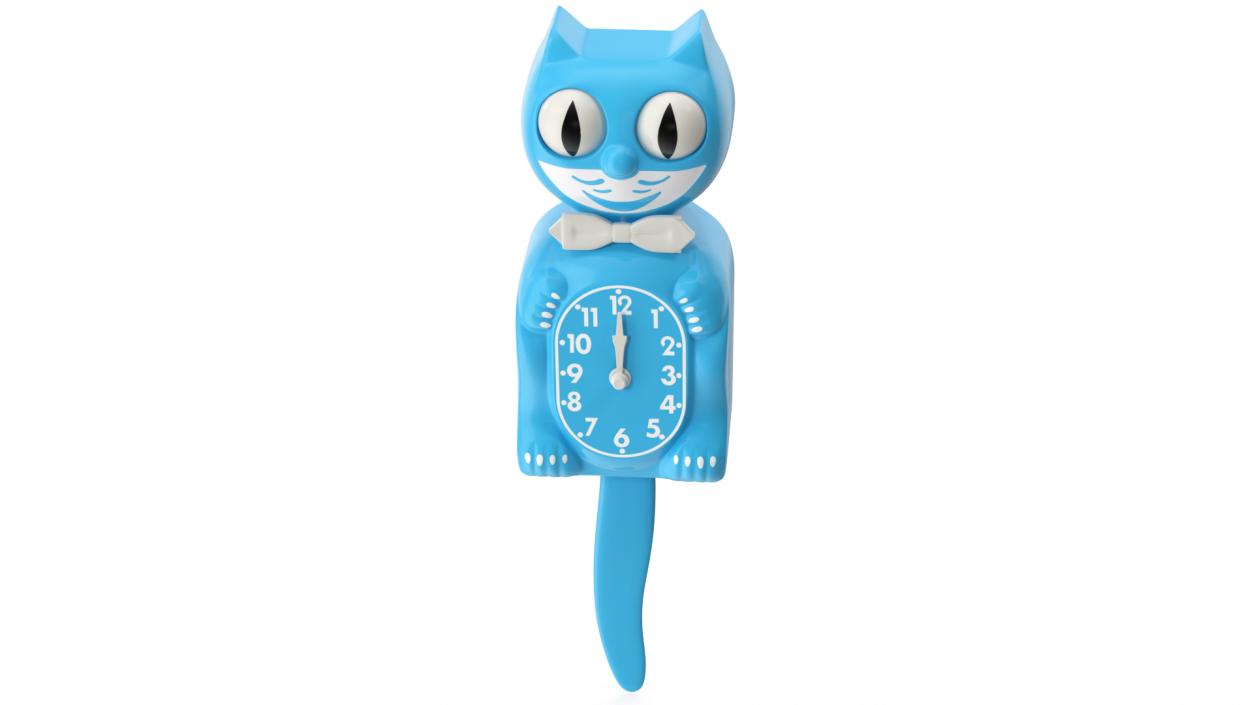 3D Vintage Wall Clock Blue Cat Rigged for Cinema 4D model