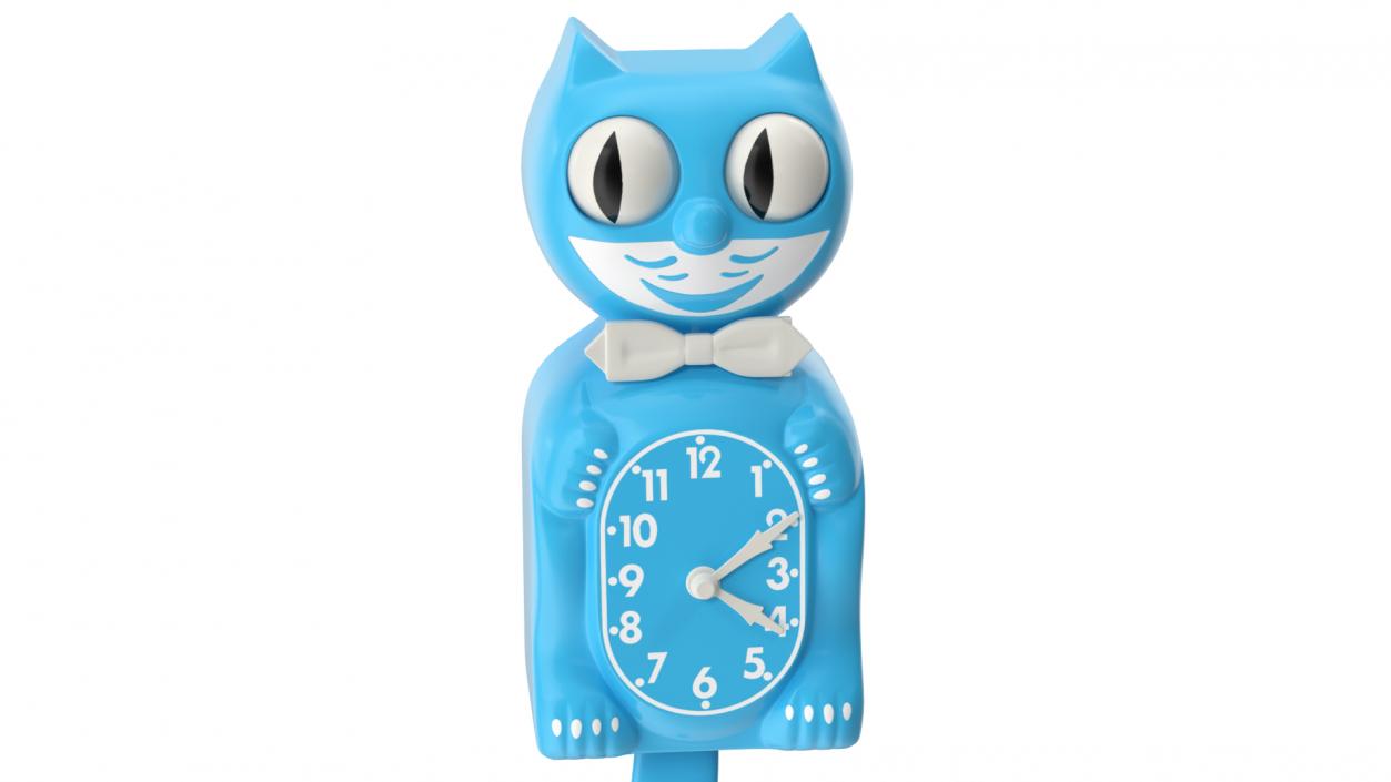 Vintage Wall Clock Blue Cat Rigged 3D model