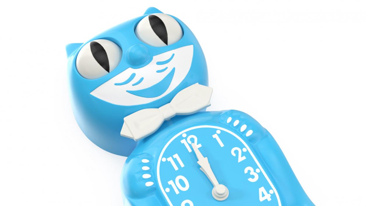 3D Vintage Wall Clock Blue Cat Rigged for Maya model