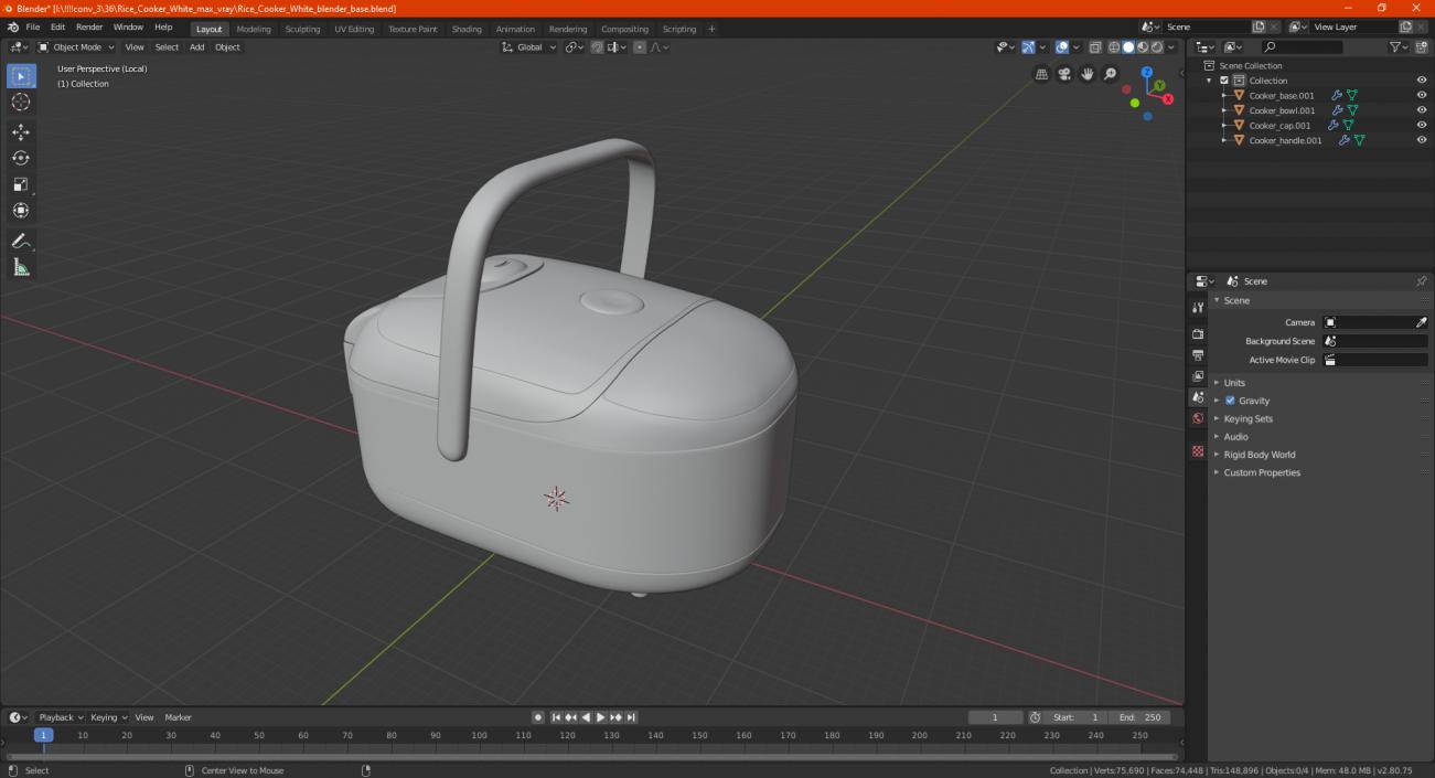 Rice Cooker White 3D