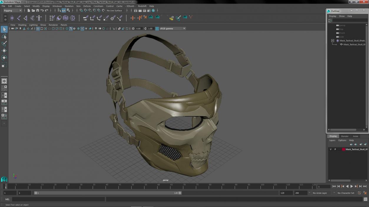 3D model Mask Tactical Skull Khaki