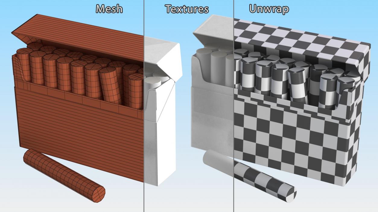 3D model Pack of Electronic Cigarettes Open with Stick